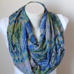 Snake Printed Scarf with Blue and Green Mosaic Pattern