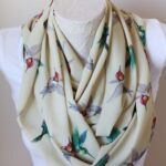 Hummingbird Infinity Scarf with Beige Background