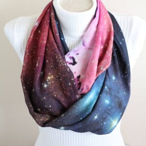 Galaxy Scarf with Nebula and Star Print Infinity Design