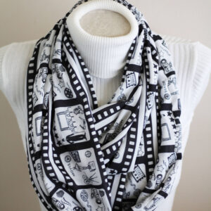 charlie chaplin gift infinity scarf featuring vintage cinema design