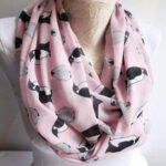 Penguin Print Infinity Scarf on Mannequin – Pink Cute Animal Design