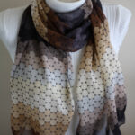 Ombre Scarf with Brown Gradient and Circle Print