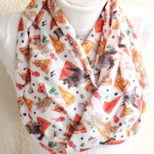 Pizza Cat Scarf – Funny Infinity Scarf with Cats and Pizza Print