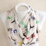 Yoga Pose Infinity Scarf with Om Symbols and Colorful Poses