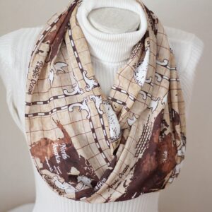 World Map Infinity Scarf Travel-Inspired Gift for Women