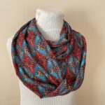 Navajo Scarf with Bold Aztec Print in Red and Turquoise