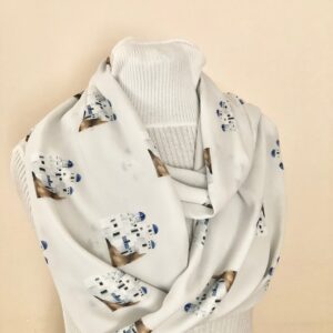 Santorini Scarf – Infinity Scarf with Greek House Print for Travel Lovers