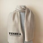 Yeshua Scarf Christian Gift for Women in Beige Fleece