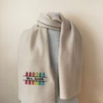 Custom Teacher Scarf with colorful crayon design and personalized name