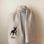 Custom French Bulldog Scarf with personalized name and dog silhouette