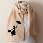mary poppins scarf with flying umbrella silhouette fleece gift