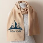 New York Scarf with skyline and Statue of Liberty print in soft fleece