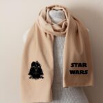 Darth Vader Scarf with bold Star Wars design on beige fleece
