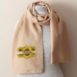 Custom Sunflower Scarf with name and floral yellow print for women