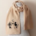 mickey mouse scarf with minnie mouse kiss print