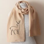 deer scarf with minimalist line art design