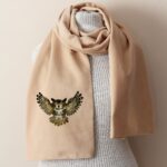 owl scarf cozy winter gift for her with woodland bird design