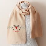 custom nurse scarf with name embroidery for Christmas gift
