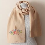 Peter Rabbit Fleece Scarf with floral illustration
