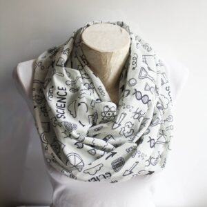 Science Scarf – Infinity Scarf with DNA, Molecules & Chemistry Icons